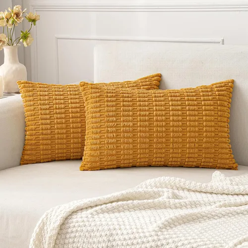 Vista 21 de MIULEE - Paquete de 2 fundas de cojín decorativas de corduroy, modernas y boho, suaves, con rayas, decoración del hogar, sofá, sala de estar, sillón