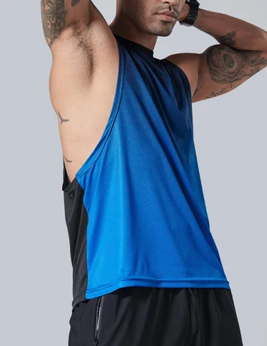 Vista 4 de Paquete de 3 camisetas sin mangas para hombre, con brazo caído, para gimnasio, fisicoculturismo, entrenamiento, camisetas sin mangas