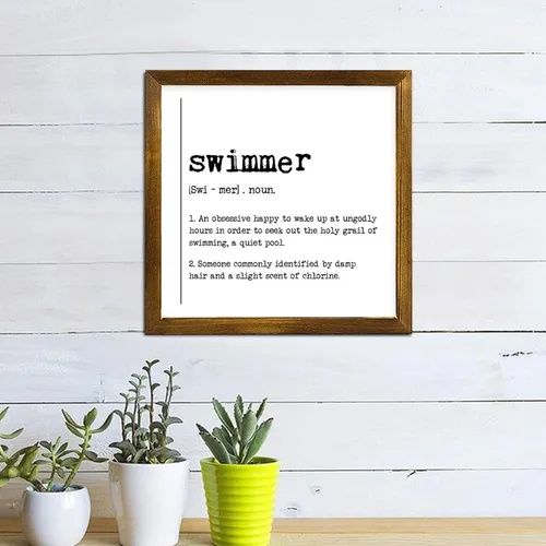 Vista 6 de Swimmer Definition Sign Swimmer Typographic Art Print Wood Framed Hanging Plaque Farmhouse Dictionary Minimalist Wall Art for Entry Living Room