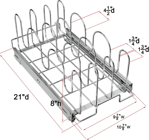 Vista 2 de RITSU Organizador de tapa de sartén y olla deslizante para gabinete, estante extraíble para tapa de olla, tabla de cortar, soporte para utensilios