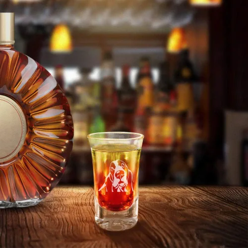 Vista 5 de WIRESTER Vaso de chupito de 1.5 onzas con base pesada, vaso de chupito transparente para whisky, vodka - Basset Hound Dog