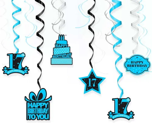 Vista 8 de Cartel colgante de feliz cumpleaños número 10 con diseño de remolinos y estrellas, confeti de felicitación a los 10 años de edad, cumpleaños, Hello