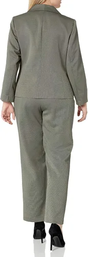 Vista 2 de Le Suit Traje de pantalón de dos tonos con cuello de chal de 1 botón para mujer