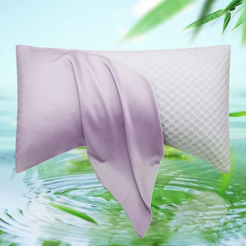 Vista 16 de Funda de almohada curvada para dormir de lado refrescante, tamaño Queen, 1 paquete de 20 x 30 pulgadas, color azul aguamarina Rayon Derived from