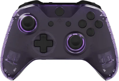 Vista 4 de eXtremeRate Transparent Clear Atomic Purple Faceplate Side Rails for Xbox One Wireless Controller Model 1708, Replacement Front Housing Shell Panels