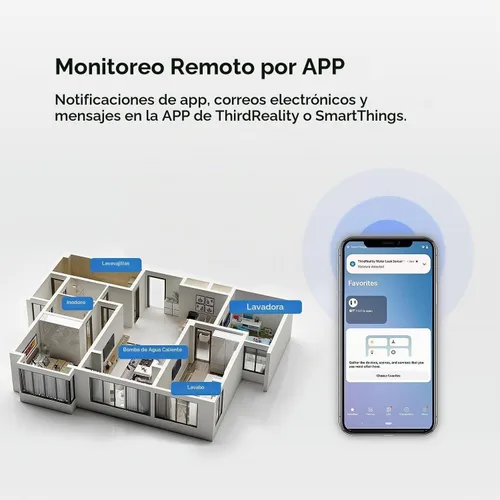 Vista 6 de THIRDREALITY Sensor de fuga de agua Zigbee con detección de goteo, alarma de 120dB, notificaciones de la aplicación habilitadas cuando funciona
