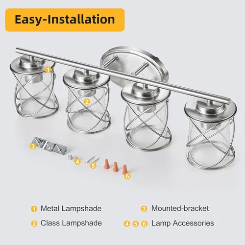 Vista 8 de mavcadonf Accesorios de Iluminación de Tocador de Baño Sobre Espejo, Lámpara de Pared Moderna de 4 Luces para Espejo, Cocina, Sala de Estar