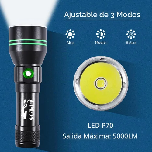 Vista 2 de APLOS AP50 Linterna de Buceo, Antorcha de Buceo 5000 Lúmenes Super Brillante, IPX8 Impermeable para Buceo Nocturno Bajo el Agua, Luz Sumergible