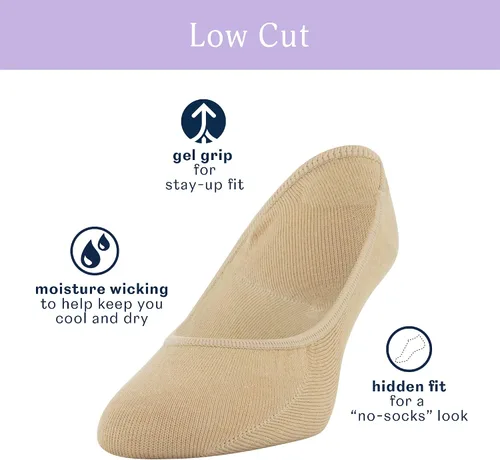 Vista 2 de Peds Calcetines de corte bajo que absorben la humedad para mujer, 6 pares