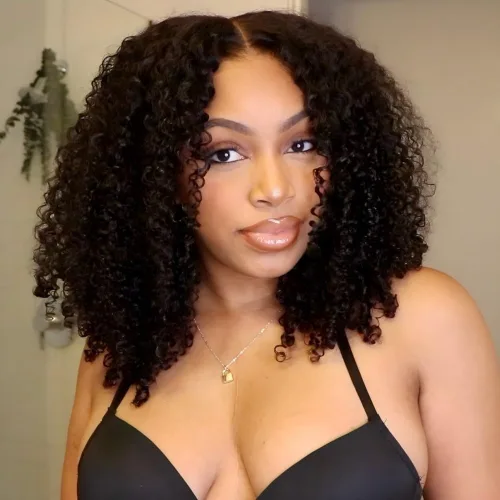 Vista 7 de Pelucas de encaje frontal HD de cabello humano ISEE con textura rizada y crespa listas para usar, pelucas de encaje sin pegamento para mujeres, sin