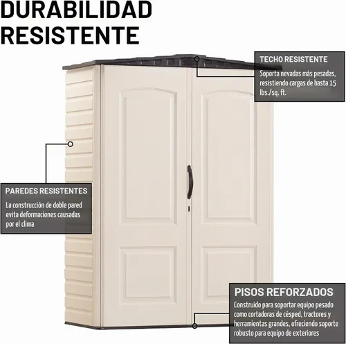 Vista 2 de Rubbermaid - Cobertizo grande de resina resistente a la intemperie para exteriores y jardines modelo Roughneck