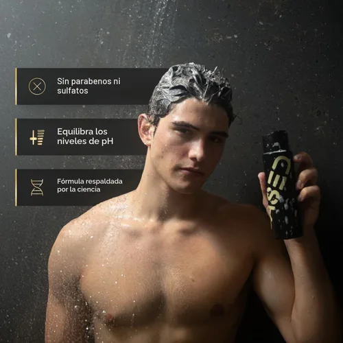 Vista 3 de BASED Champú rejuvenecedor con aloe vera, aceite de menta y aceite de coco, champú limpiador para hombres, sin sulfatos, parabenos o ftalatos