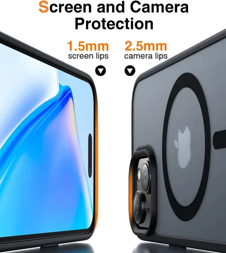 Vista 5 de Meifigno Magic Mag Series - Funda diseñada para iPhone 15, [protección de grado militar y compatible con MagSafe], parte trasera mate translúcida