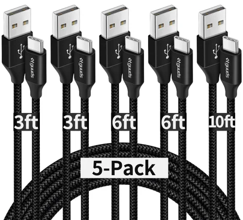 Vista 11 de etguuds Cable USB A a USB C, paquete de 5 (3/3/6/6/10 pies) de carga rápida tipo C Cable de carga USBC para iPhone 17 16 15 Pro Max Plus Air, Azul