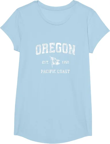 Vista 22 de Oregon Vintage barco ancla bandera diseño de West Coast Retro Tee, hombre S, Arándano