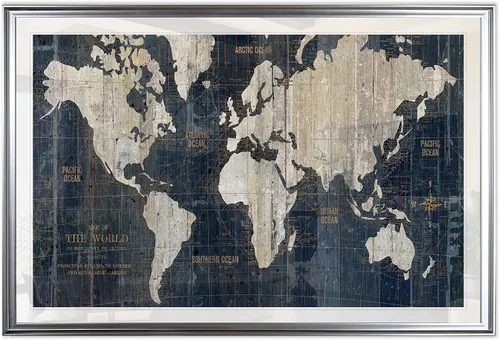 Vista 13 de Lienzo enmarcado para pared, diseño de mapa del viejo mundo azul