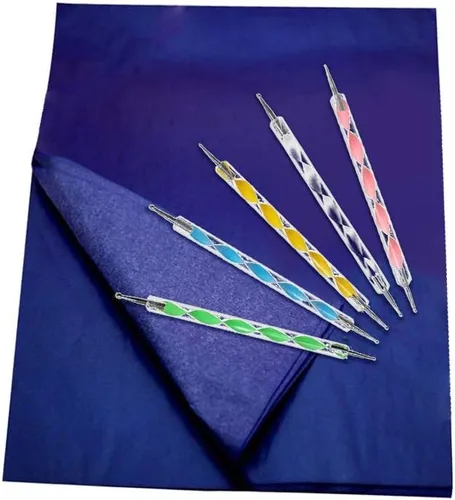Vista 7 de 100 hojas de papel de transferencia de carbono, papel de copia de carbono azul con 5 lápices capacitivos de doble extremo para madera, papel, lienzo