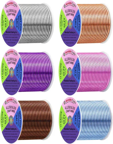 Vista 331 de Mandala Crafts - Alambre de aluminio anodizado de calibre 22 para hacer joyas - 137.2 m de alambre flexible surtido y coloreado - Doble para bonsái