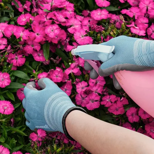 Vista 4 de ANDANDA 1/12 pares de guantes de trabajo, agarre fuerte, guantes de trabajo de nitrilo de nailon de punto sin costuras para hombre, adecuados