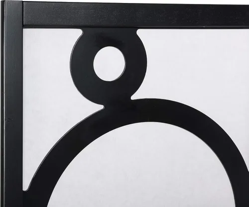 Vista 4 de Roundhill Furniture Arvada - Divisor de habitación de madera de 4 paneles con patrón circular, color negro