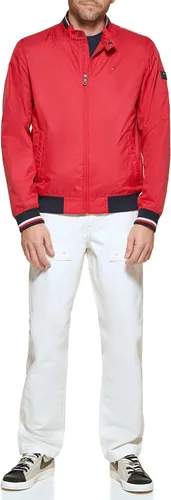 Vista 13 de Tommy Hilfiger Chaqueta bomber ligera Varsity de punto acanalado para hombre Verde militar