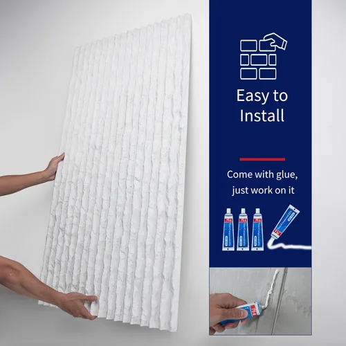 Vista 5 de Art3dwallpanels Paneles de pared 3D con textura de cemento, paquete de 4 paneles de pared triangulares de poliuretano con diseño de prisma