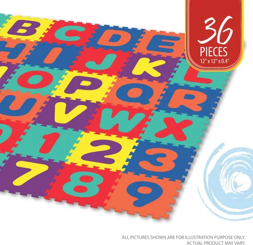 Vista 9 de Deke Home - Tapete de juego de espuma del alfabeto para niños, 36 azulejos de EVA entrelazados, tapete de piso de 72 x 72 pulgadas con letras