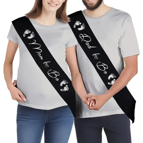 Vista 2 de Juego de 2 bandas para mamá y papá, las mejores decoraciones de baby shower, regalos para madre y padre, fiesta de revelación de género, para niños