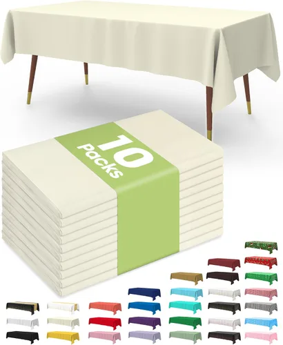 Vista 41 de Pureegg Juego de 10 manteles de plástico desechables, 54 x 108 pulgadas, para fiestas de cumpleaños, picnic, manteles blancos, rectangulares