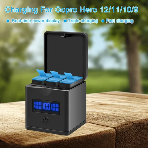 Vista 7 de Suptig Cargador de batería compatible con batería GoPro Enduro, Hero 12, Hero 11, Hero 10, Hero 9, estación de cargador de batería de 3 canales