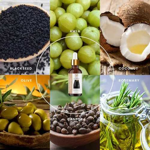 Vista 8 de Aceite orgánico para el crecimiento del cabello, 100 % orgánico prensado en frío, masaje tradicional para el cuero cabelludo y el cabello
