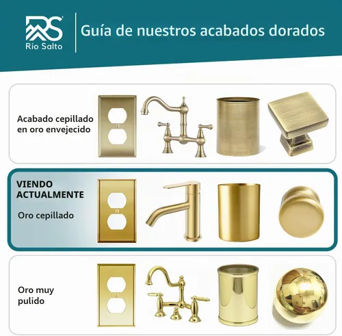 Vista 8 de Rio Salto BRASS Signature Collection MIDSIZE - Placa de pared de metal dorado para interruptor de luz o cubierta de tomacorriente, placa de pared
