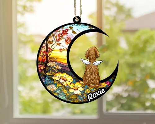 Vista 240 de LOVELYPOD Adorno de Navidad personalizado para perro Basset Hound (marrón) Basset Hound (marrón) adorno para atrapasoles de perro, razas de perros