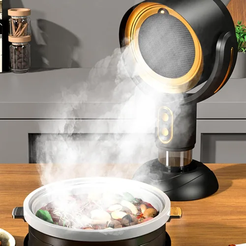 Vista 4 de Campana extractora portátil, 5 V, 8 W, 2 velocidades de iones negativos USB, ventilador extractor de cocina de escritorio con filtro extraíble, taza