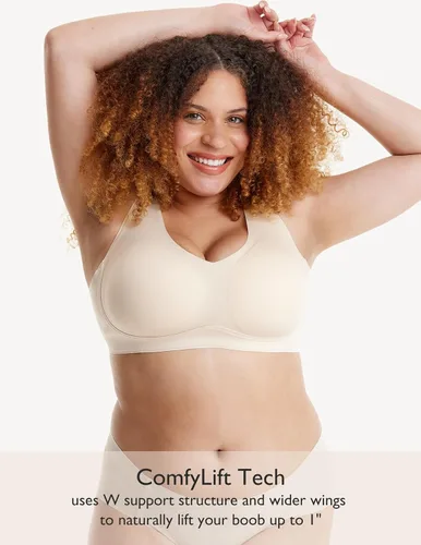 Vista 2 de COMFELIE Wireless Bra with Support B-E Cups, Lightly Lined Zero Gravity Sculpt No Spillage Seamless T-Shirt Bra EB063