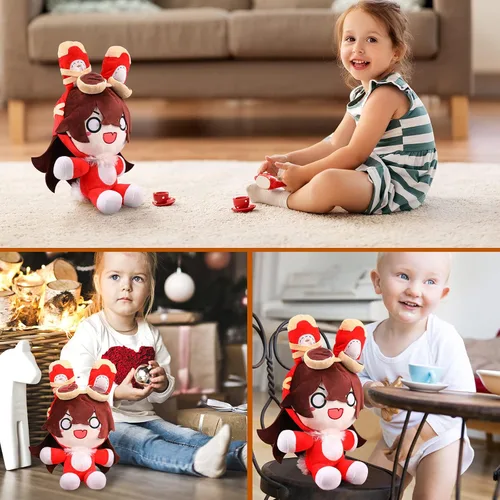 Vista 5 de UTIEHD Muñeco de peluche de anime de 16 pulgadas, disfraz de cosplay para fanáticos (rojo)