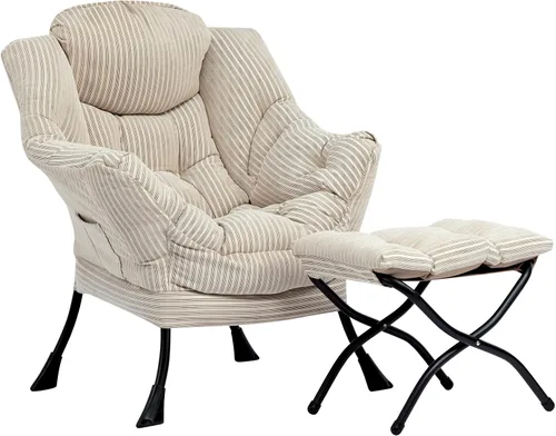 Vista 51 de HollyHOME Silla perezosa con otomana plegable, sillón cómodo y reposapiés plegable, sofá de ocio silla de lectura y reposapiés para sala de estar