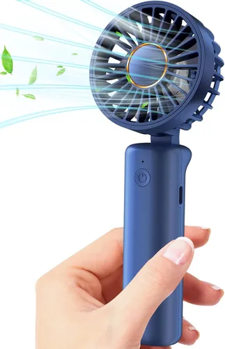Vista 8 de Ventilador de mano portátil, mini ventilador de escritorio plegable de 2000 mAh, rotación de 180°, 3 velocidades, ultra silencioso, hasta 8 horas