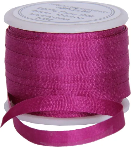 Vista 103 de Threadart Cinta de seda 100% pura - 3 tamaños - Docenas de colores - Castaño - 2 mm No. 524 Soft 100% pure silk ribbon on a single spool - perfect