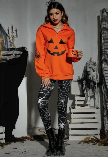 Vista 4 de Spadehill Leggings ajustados gráficos divertidos para mujer de Halloween