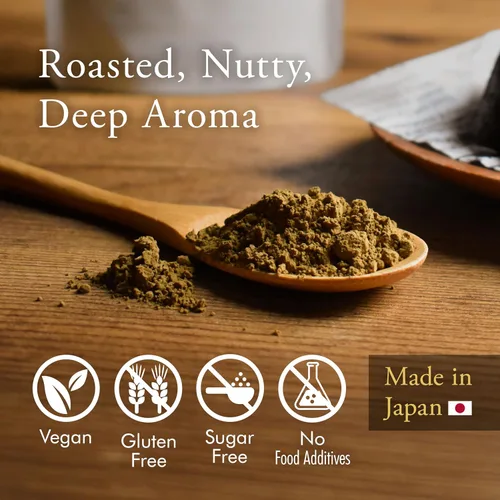 Vista 3 de YAMASAN KYOTO UJI Polvo de Hojicha orgánico, té verde tostado en polvo para hornear y café con leche, (100g) Fabricado en Japón, vendido por empresa