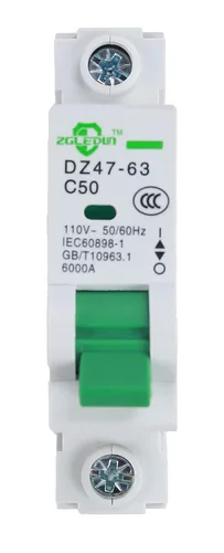 Vista 21 de Interruptor de Circuito en Miniatura AC, 1 Polo 6 Amp, 120/240VAC, Interruptor de Montaje en Riel DIN de 6kA con Desconexión Térmica Magnética