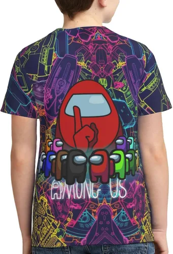 Vista 2 de Camiseta juvenil de manga corta para niños, camisetas de manga corta con cuello redondo y estampado 3D, camisetas para adolescentes, niños y niñas