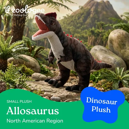 Vista 5 de The Petting Zoo Allosaurus - Peluche de dinosaurio, regalo para niños, animales de dinosaurio, juguete de peluche de dinosaurio marrón de 15 pulgadas