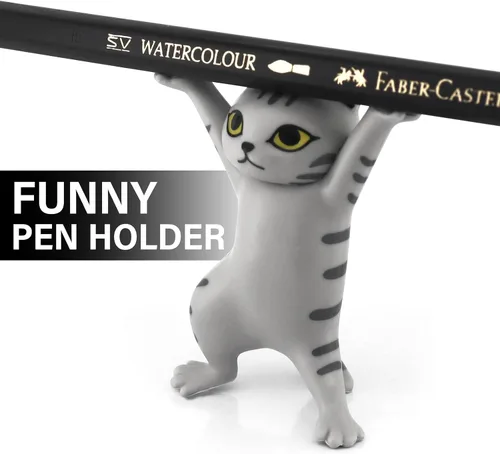 Vista 3 de ATHAND Portalápices de gatos bailando para escritorio, soporte para lápices de gato, lindas figuras de gatos, regalos interesantes para amantes