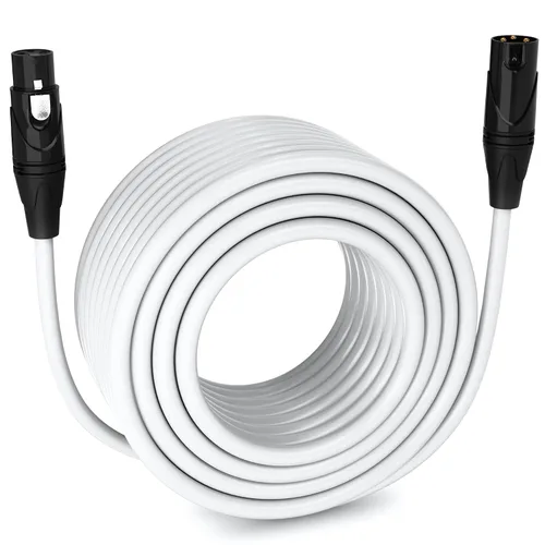 Vista 161 de LyxPro Cable de micrófono XLR hembra a macho de ángulo recto de 3 pines de 1.5 pies para altavoces amplificados, interfaz de audio, rendimiento