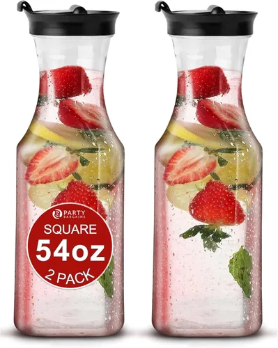 Vista 12 de Party Bargains Jarra de agua de 34 onzas con tapas abatibles, 1 paquete, tapa negra de alta calidad y resistente, excelente para leche, agua, té