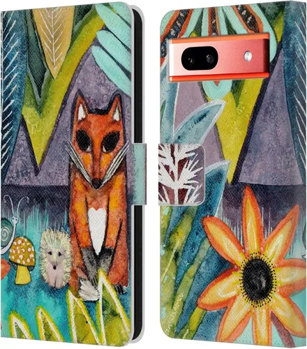 Vista 13 de Head Case Designs Officially Licensed Wyanne Blue Watercolour Bear Animals 2 Leather Wallet Case Compatible with Google Pixel 7a