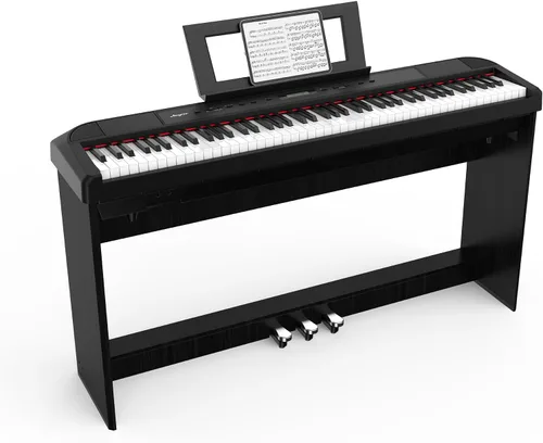 Vista 8 de Piano digital, piano de martillo con peso de 88 teclas, piano de teclado eléctrico portátil para principiantes/adultos con pedal de sostenimiento
