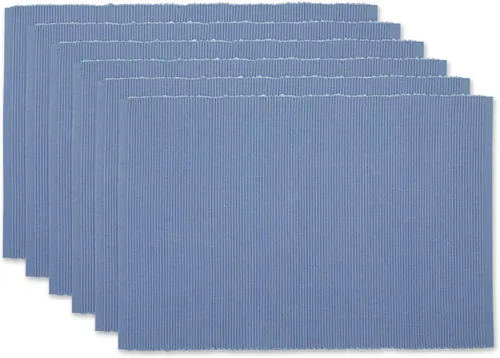 Vista 45 de DII - Juego de manteles individuales (100% algodón, acanalado) para uso diario, 13x19, Aqua, 6 piezas